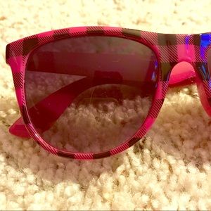 Rad 80s Vintage Hot Pink Plaid Black Sunglasses